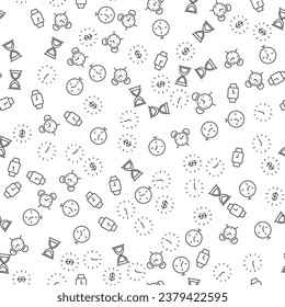 Dollar in Clock, Wristwatch, Alarm Clock, Hourglass Seamless Pattern for printing, wrapping, design, sites, shops, apps