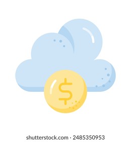 Dollar with cloud denoting icon of cloud money, cloud earnings vector