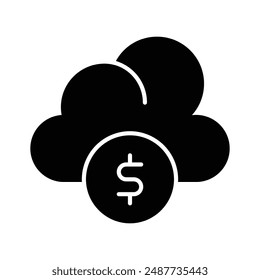 Dólar con nube que denota el ícono de dinero en la nube, Vector de ganancias en la nube