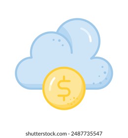 Dollar mit Cloud-Symbol für Cloud-Geld, Cloud-Gewinn-Vektorgrafik