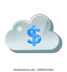 Dollar with cloud, flat icon of cloud money