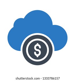 dollar cloud glyph double color icon