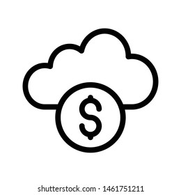 dollar cloud thin line vector icon