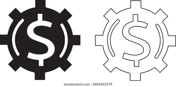 Dollar in coghweel icon vectors and symbols design 