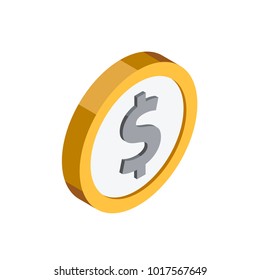 Dollar coin 3D isometric icon