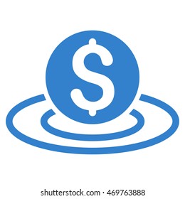 Dollar Coin Area icon. Vector style is flat iconic symbol with rounded angles, cobalt color, white background.
