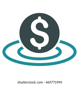 Dollar Coin Area icon. Vector style is bicolor flat iconic symbol with rounded angles, soft blue colors, white background.