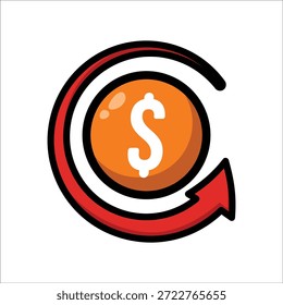 Icono de símbolo de círculo de flecha de moneda de dólar - Intercambio de dinero y transacción