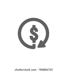 Dollar coin with arrow icon vector