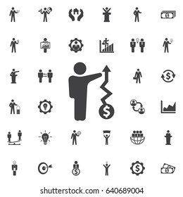 Dollar coin with arrow up vector icon. Business icons set