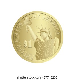 Dollar coin. Beautiful vector illustration.