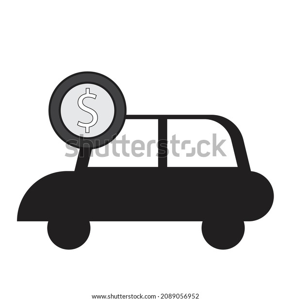 A dollar coin with a car - concept of auto loan -\
illustration 