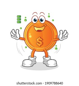 Dollar Coin Character. Cartoon Mascot Vector