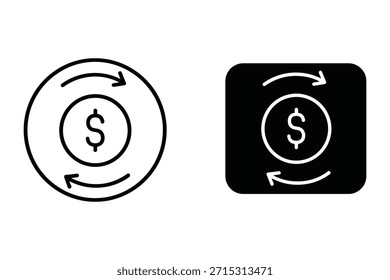 Moneda de dólar con el icono de flechas circulares moneda de dinero