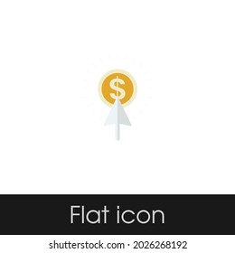 dollar coin click Flat icon Design Isolated White Background, Eps 10