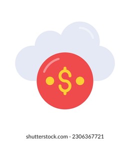 Dollar coin with cloud showing concept icon of passive income, ready to use vector