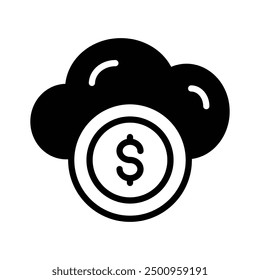 Dollar coin with cloud showing concept icon of passive income, ready to use vector