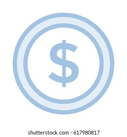 Dollar Coin Colour Line Icons 