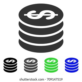 Dollar Coin Column vector icon. Style is a flat graphic symbol in black, gray, blue, green color versions. Designed for web and mobile apps.