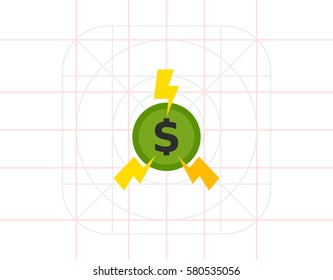 Dollar coin in crush icon
