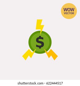 Dollar coin in crush icon