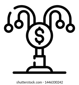 Dollar coin cup icon. Outline dollar coin cup vector icon for web design isolated on white background