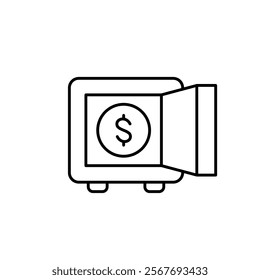 Dollar coin in deposit vault. Safe management of income and savings. Banking and finance. Pixel perfect vector icon
