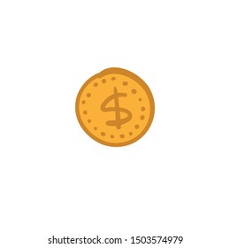 Dollar coin doodle, sketch vector illustration.