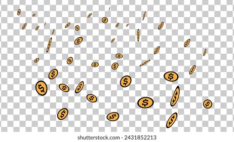 dollar coin drop isolated on transparent background for wallpaper logo icon wrapping paper. vector illustration.