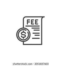 Dollar coin, fee line icon. linear style sign for mobile concept and web design. Fee payment outline vector icon. Symbol, logo illustration. Vector graphics