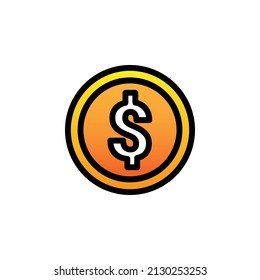 Dollar Coin WIth Filled Line Icon Vector Illustration