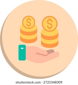Dollar coin Flat Circle Style Icon