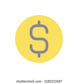 Dollar coin flat color ui icon. Currency and money. Golden cent. Finance and banking. Simple filled element for mobile app. Colorful solid pictogram. Vector isolated RGB illustration