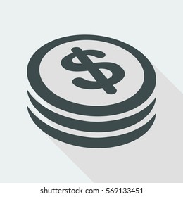 Dollar coin flat icon