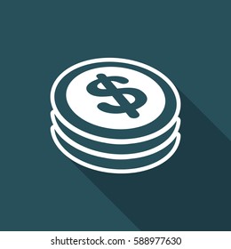 Dollar coin flat icon
