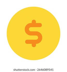 Vector editable del icono plano de la moneda del dólar