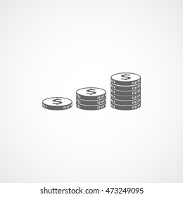 Dollar Coin Flat Icon On White Background