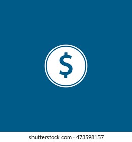 Dollar Coin Flat Icon On Blue Background