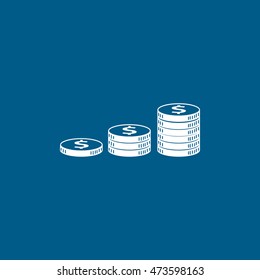 Dollar Coin Flat Icon On Blue Background