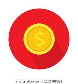 Dollar Coin Flat Icon. Vector Money - Investment Symbol