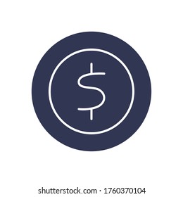 dollar coin flat style icon of money financial banking commerce and market theme Vector illustration