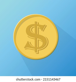 Eine Dollar-Münze, flache Vektorgrafik