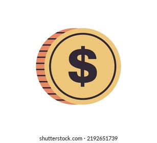 Dollar und Münze flache Vektorgrafik.
