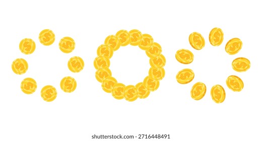 Dollar coin frame set arranged in circular designs, presented on a white background. Elegant vector collection for financial, currency, and premium branding projects.