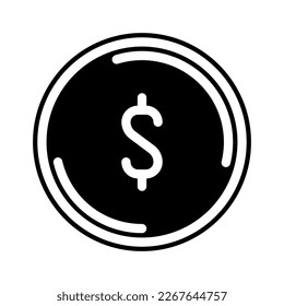 vector de icono de glifo de moneda de dólar. signo de moneda de un dólar. ilustración de símbolo aislado