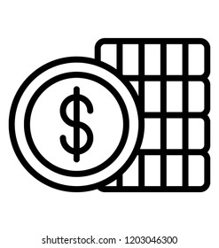 Dollar coin with gold chunks, gold bricks 