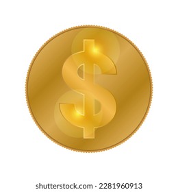 Ilustración del vector de color de la moneda de oro del dólar