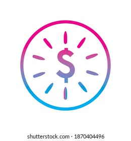 estilo de gradiente de moneda en dólares icono del dinero negocio financiero comercio bancario y tema de mercado Ilustración vectorial