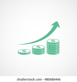 Dollar Coin Green Flat Icon On White Background