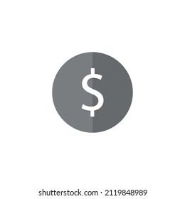 Icono vectorial plano gris de moneda en dólares